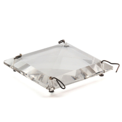 Large vintage German crystal clear glass chandelier lamp 4 hole connector prism 2.75"