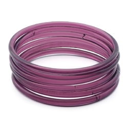 Lot 6pcs 67mm Antique Czech handmade Amethyst glass bangles hoops earring elements 2.7"