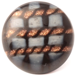 Victorian antique Czech gold striped black and white rosette shank glass button 14mm