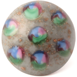 Victorian antique Czech blue green satin spot gold fleck lampwork glass button 14mm
