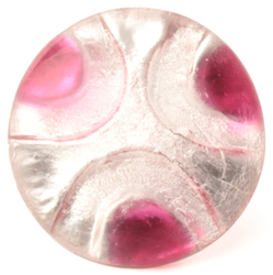 Victorian antique Czech pink eye crystal over silver foil lampwork glass button 15mm