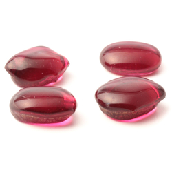 Lot (4) large C19th Czech Bohemian antique cranberry pink glass cabochon drops 