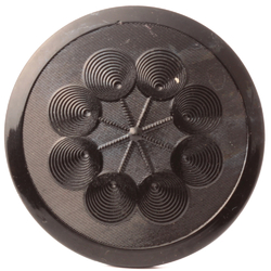 Extra large Antique Victorian Czech black guilloche enamel style glass button 54mm