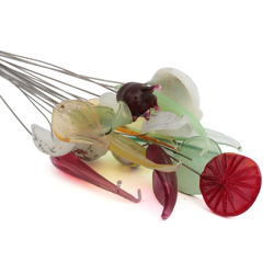 Lot (20) Czech lampwork glass assorted leaf and flower headpin stems beads