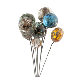 Lot (8) Czech lampwork glass foil marble flower berry headpin stems beads