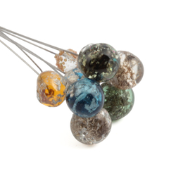 Lot (8) Czech lampwork glass foil marble flower berry headpin stems beads