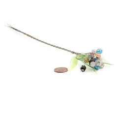 Lot (18) Czech lampwork glass green leaf and foil marble flower berry headpin stems beads