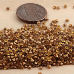 Lot (1300) Czech antique foiled light topaz round glass rhinestones 2.5mm