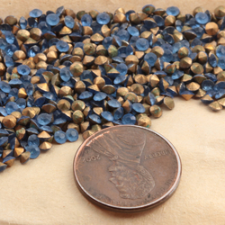 Lot (1300) Czech antique foiled light sapphire blue round glass rhinestones 2.5mm