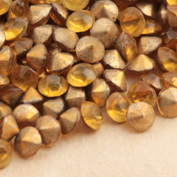 Lot (1100) Czech antique foiled light topaz round glass rhinestones 3mm