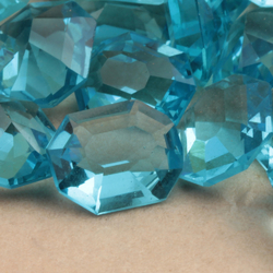 Lot (30) Czech antique light sapphire blue octagon faceted glass rhinestones 12x10mm