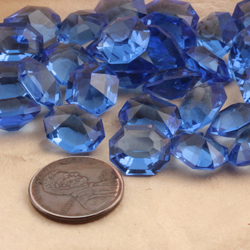Lot (38) Czech antique sapphire blue octagon faceted glass rhinestones 12x10mm
