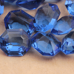 Lot (38) Czech antique sapphire blue octagon faceted glass rhinestones 12x10mm