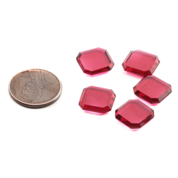 Lot (5) Czech antique cranberry pink octagon flatback glass rhinestones 12mm