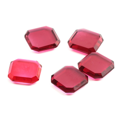 Lot (5) Czech antique cranberry pink octagon flatback glass rhinestones 12mm