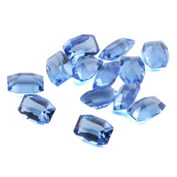 Lot (13) Czech antique sapphire blue octagon faceted glass rhinestones 7x5mm