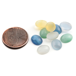 Lot (10) Czech vintage satin moonglow oval glass cabochons 9x7mm