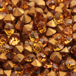 Lot (500) Czech antique foiled topaz round glass rhinestones 2.5mm