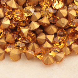 Lot (500) Czech antique foiled topaz round glass rhinestones 2.5mm