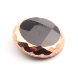 27mm Czech Vintage 14k gold gilt black faceted glass button