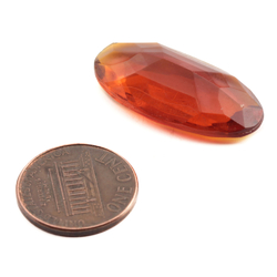 Large Czech vintage oval faceted amber topaz glass rhinestone 30x15mm