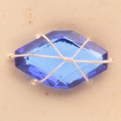 Antique Czech 25x16mm cobalt blue hand octagon faceted glass rhinestone