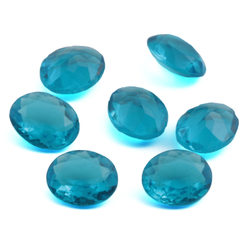 Lot (7) Czech 1920's vintage dark aqua blue oval glass rhinestones 10x8mm