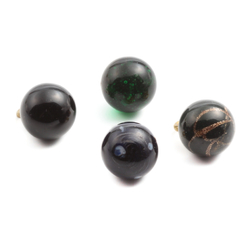 Lot (4) Antique 1800's Czech multicolor lampwork dimi ball glass buttons 12mm