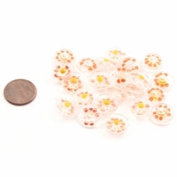 Lot (22) 13mm Czech vintage Deco reverse painted daisy flower crystal glass buttons