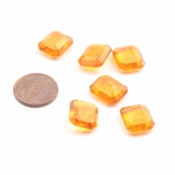 Lot (6) 15x13mm Czech vintage octagon faceted amber topaz glass rhinestones