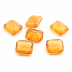 Lot (6) 15x13mm Czech vintage octagon faceted amber topaz glass rhinestones