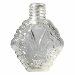 Vintage 36mm Czech miniature hexagon floral crystal glass perfume scent bottle