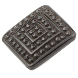 Antique Victorian Czech black glass button imitation rhinestone geometric square 18mm
