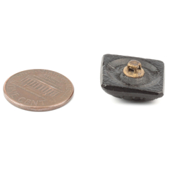 Antique Victorian Czech black glass button imitation rhinestone floral scroll square 17mm