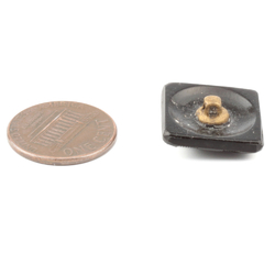 Antique Victorian Czech black glass button lacy floral square 18mm