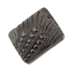 Antique Victorian Czech black glass button imitation rhinestone square 13mm