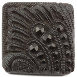 Antique Victorian Czech black glass button imitation rhinestone square 13mm