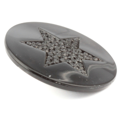 Antique Victorian Czech matte black imitation rhinestone star glass button 27mm