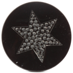 Antique Victorian Czech matte black imitation rhinestone star glass button 27mm