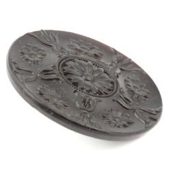 Antique Victorian 19th century Czech matte black flower glass button 27mm