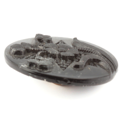 Antique Victorian Czech rhinestone lacy style flower black glass button 27mm