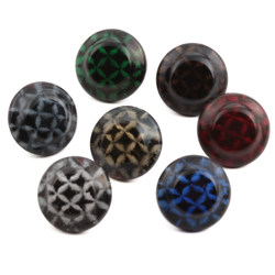 Lot (7) Antique Czech cross hatch cased lampwork glass buttons 14mm