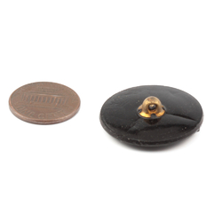 Antique Victorian Czech gloss black glass button geometric floral 27mm