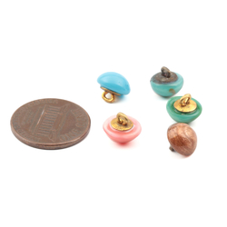 Lot (5) Victorian antique Czech micro lampwork dimi glass buttons 8/9mm