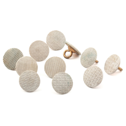 Lot (11) antique Czech 2 part brass mounted geometric white glass cabochon buttons