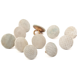 Lot (11) antique Czech 2 part brass mounted geometric white glass cabochon buttons