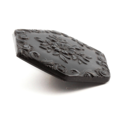 Large Antique 1800's Czech black hexagon flower glass button 28mm