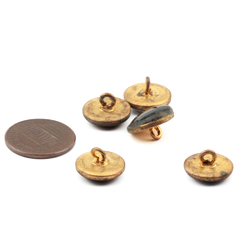 Lot (5) antique Czech 2 part brass mounted reverse foiled checks glass cabochon buttons