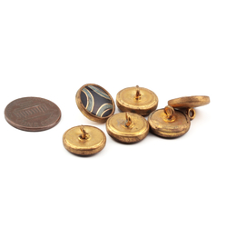 Lot (6) antique Czech 2 part brass mounted gold gilt glass cabochon buttons