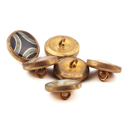 Lot (6) antique Czech 2 part brass mounted gold gilt glass cabochon buttons